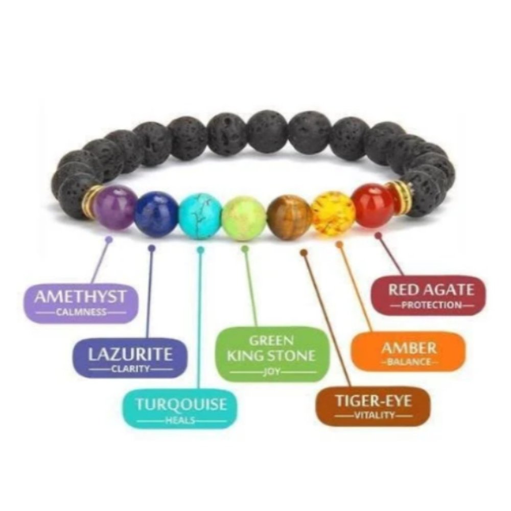 Charkras Lava Rocks Bracelet